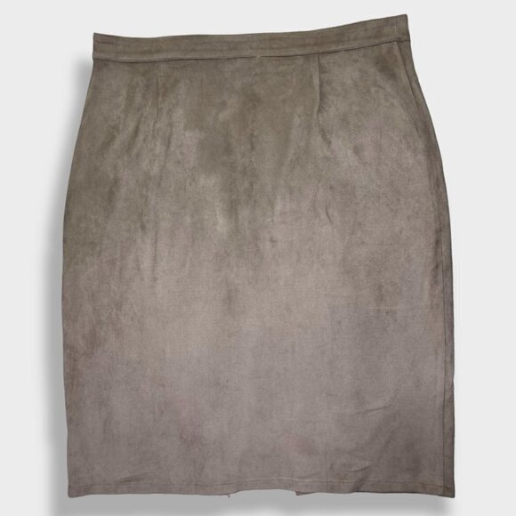 A Beautiful Soul Faux Suede Wrap Skirt Brown With Working Buttons Size A (14/16) - Picture 2 of 6